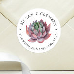 Kleurrijk Succulent | Woestijnthema | Retouradres Ronde Sticker<br><div class="desc">Levendige en kleurrijke sappige retour adres stickers op maat van een woestijn-thema bruiloft.</div>