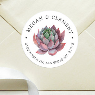 Kleurrijk Succulent Woestijnthema Retouradres Ronde Sticker
