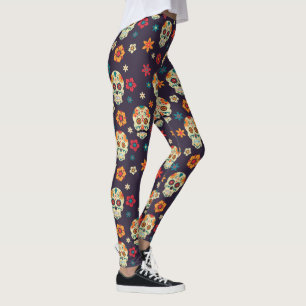 Kleurrijk suiker schedel patroon leggings