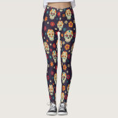 Kleurrijk suiker schedel patroon leggings (Voorkant)
