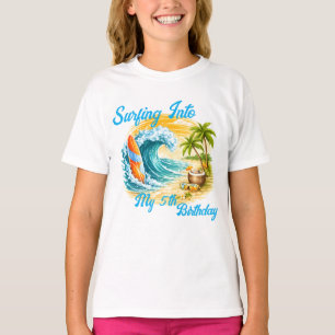 Kleurrijk surfen strand tropische kinderverjaardag t-shirt