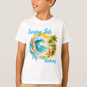 Kleurrijk surfen strand tropische kinderverjaardag t-shirt