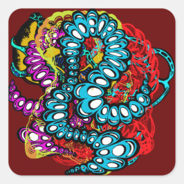 Kleurrijk Surrealistisch Abstract Caterpillar Desi Vierkante Sticker