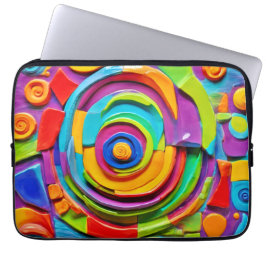 Kleurrijk surrealistisch beeldhouwspel laptop sleeve