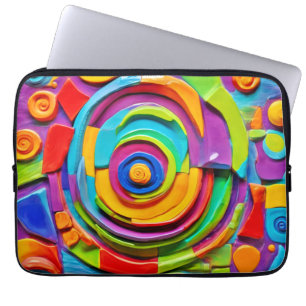 Kleurrijk surrealistisch beeldhouwspel laptop sleeve