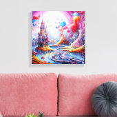 Kleurrijk surrealistisch land canvas afdruk (Insitu (Woonkamer))