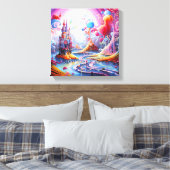 Kleurrijk surrealistisch land canvas afdruk (Insitu (Slaapkamer))