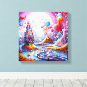 Kleurrijk surrealistisch land canvas afdruk (Insitu (Houten vloer))