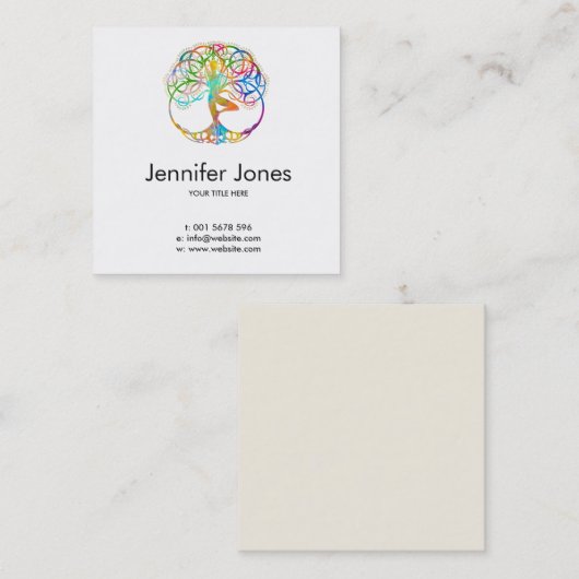 Kleurrijk symbool voor Vriksasana - Yoga Tree pose Vierkante Visitekaartje (Voorkant / Achterkant)