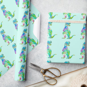 Kleurrijk T-Rex dinosauruspatroon Cadeaupapier