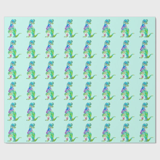 Kleurrijk T-Rex dinosauruspatroon Cadeaupapier (Vlak)