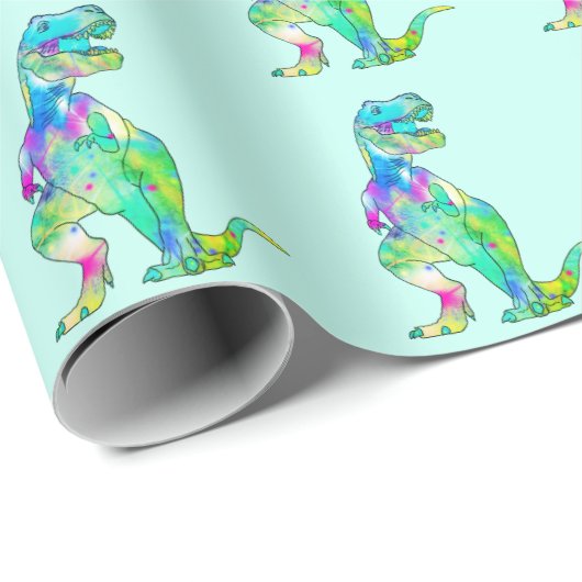 Kleurrijk T-Rex dinosauruspatroon Cadeaupapier (Rol Hoek)