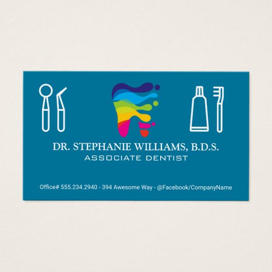 Kleurrijk Tandartslogo | Hulpmiddelen Visitekaartje (Voorkant)