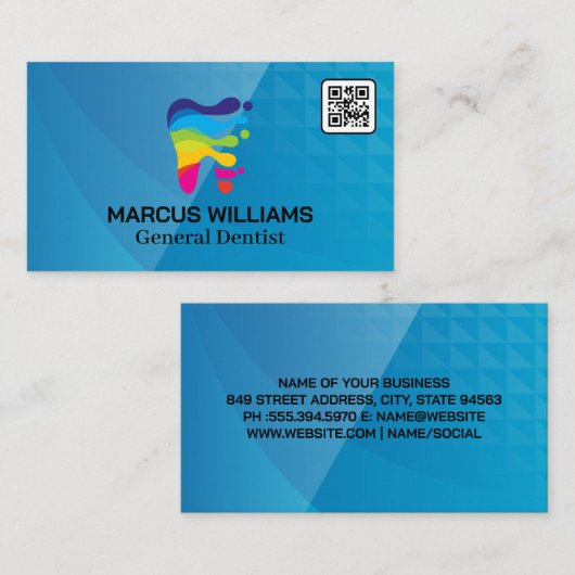 Kleurrijk Tandartslogo | QR-code Visitekaartje (Voorkant / Achterkant)