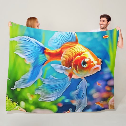 Kleurrijk Tank Goudvis Ontwerp Fleece Deken (In situ)
