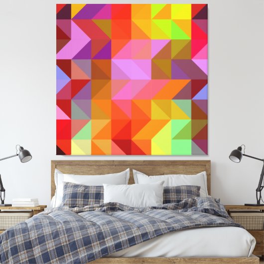 Kleurrijk tegelpatroon canvas afdruk (Insitu (Slaapkamer))