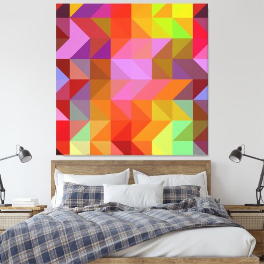 Kleurrijk tegelpatroon canvas afdruk (Insitu (Slaapkamer))