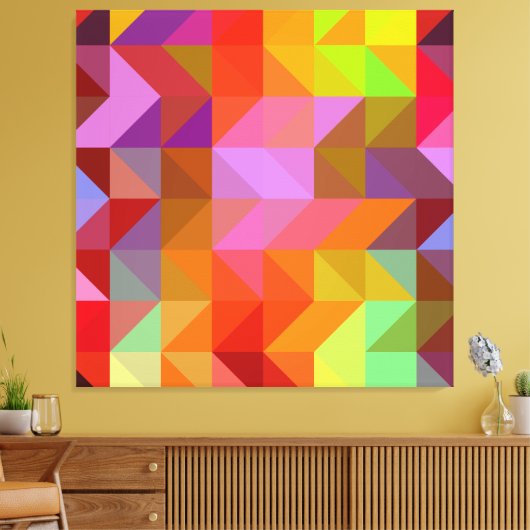 Kleurrijk tegelpatroon canvas afdruk (Insitu (Woonkamer))