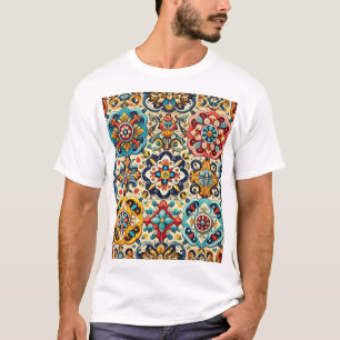  kleurrijk Tegels patroon T-shirt