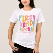Kleurrijk Tekstontwerp voor Leerkracht Eerste Klas Tri-Blend Shirt (Voorkant)