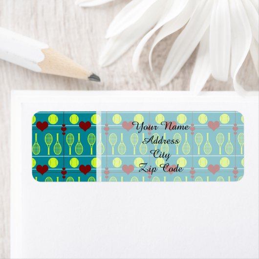 Kleurrijk tennispatroon etiket (Insitu)