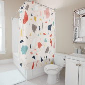 Kleurrijk terrazzo: naadloze rotsfragmenten. douchegordijn (In situ)