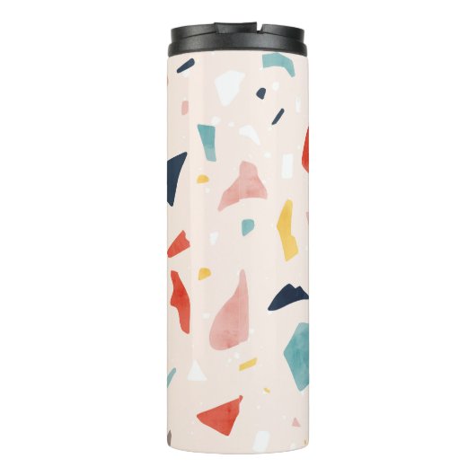 Kleurrijk terrazzo: naadloze rotsfragmenten. thermosbeker (Achterkant)
