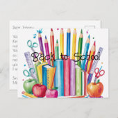 Kleurrijk Terug naar School Supplies Briefkaart (Voorkant / Achterkant)