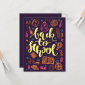 Kleurrijk Terug naar Schoolonderwijs Kaart (Voorkant / Achterkant in situ)