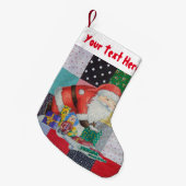 kleurrijk  textiel met santa retro kleine kerstsok (Voorkant (Hangend))