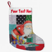 kleurrijk  textiel met santa retro kleine kerstsok (Voorkant)