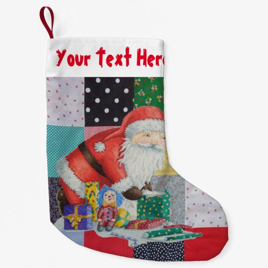 kleurrijk  textiel met santa retro kleine kerstsok (Voorkant)