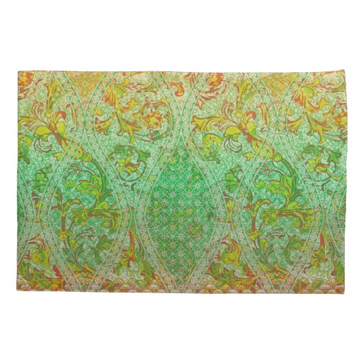 Kleurrijk textielontwerp met ingewikkelde bloemen kussensloop (Achterkant-Links)