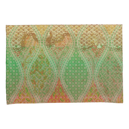 Kleurrijk textielontwerp met ingewikkelde bloemen kussensloop (Voorkant-Rechts)