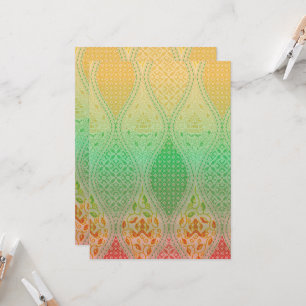 Kleurrijk textielontwerp met ingewikkelde bloemmot kaart
