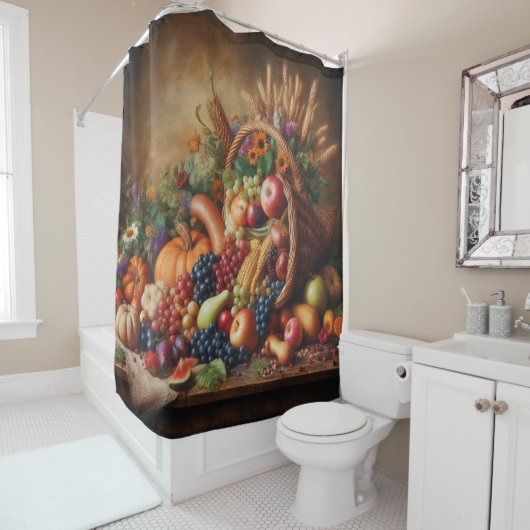 Kleurrijk/Thanksgiving/Cornucopia/Herfst Douchegordijn (In situ)
