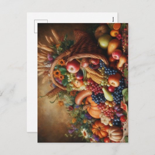 Kleurrijk/Thanksgiving/Cornucopia/Herfst Feestdagenkaart (Voorkant / Achterkant)