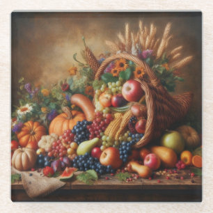 Kleurrijk/Thanksgiving/Cornucopia/Herfst Glazen Onderzetter