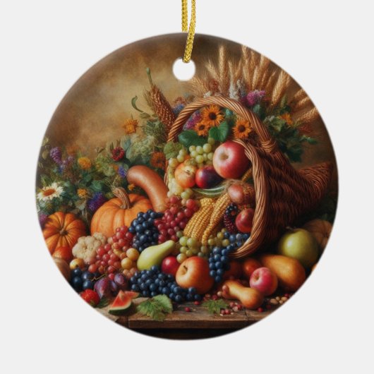 Kleurrijk/Thanksgiving/Cornucopia/Herfst Keramisch Ornament (Voorkant)