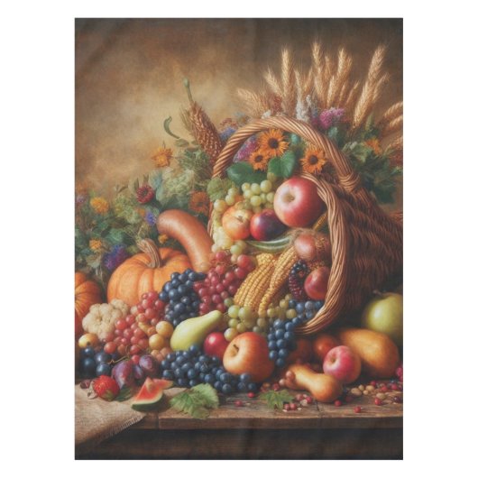 Kleurrijk/Thanksgiving/Cornucopia/Herfst Tafelkleed (Voorkant)
