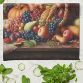 Kleurrijk/Thanksgiving/Cornucopia/Herfst Theedoek (Gevouwen)