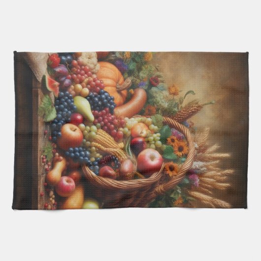 Kleurrijk/Thanksgiving/Cornucopia/Herfst Theedoek (Horizontaal)