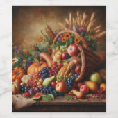 Kleurrijk/Thanksgiving/Cornucopia/Herfst Wijn Etiket (Enkel label)
