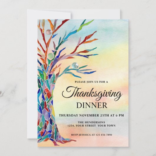 Kleurrijk Thanksgiving diner Kaart (Voorkant)