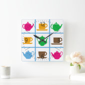 Kleurrijk theeapositiel vierkante klok (Huis)