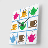 Kleurrijk theeapositiel vierkante klok (Hoek)