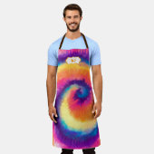 Kleurrijk Tie Dye Patroon | Monogram Schort (Gedragen)