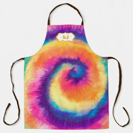 Kleurrijk Tie Dye Patroon | Monogram Schort