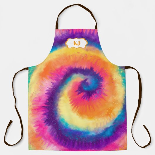 Kleurrijk Tie Dye Patroon | Monogram Schort (Voorkant)