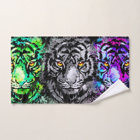 Kleurrijk tijgerkunstwerk - keukenset voor cool-ti bad handdoek (Handdoek)